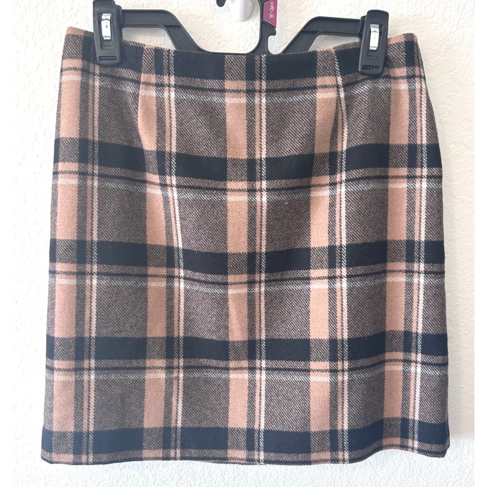 Y2K Preppy Academia Ann Taylor Plaid‎ Wool Blend Librarian Mini Skirt SZ 6P